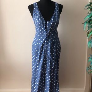 Polka dot blue midi dress